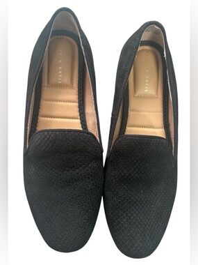 Kelly & Katie Peyton Black Snakeskin Embossed Loafers (Size 9.5)